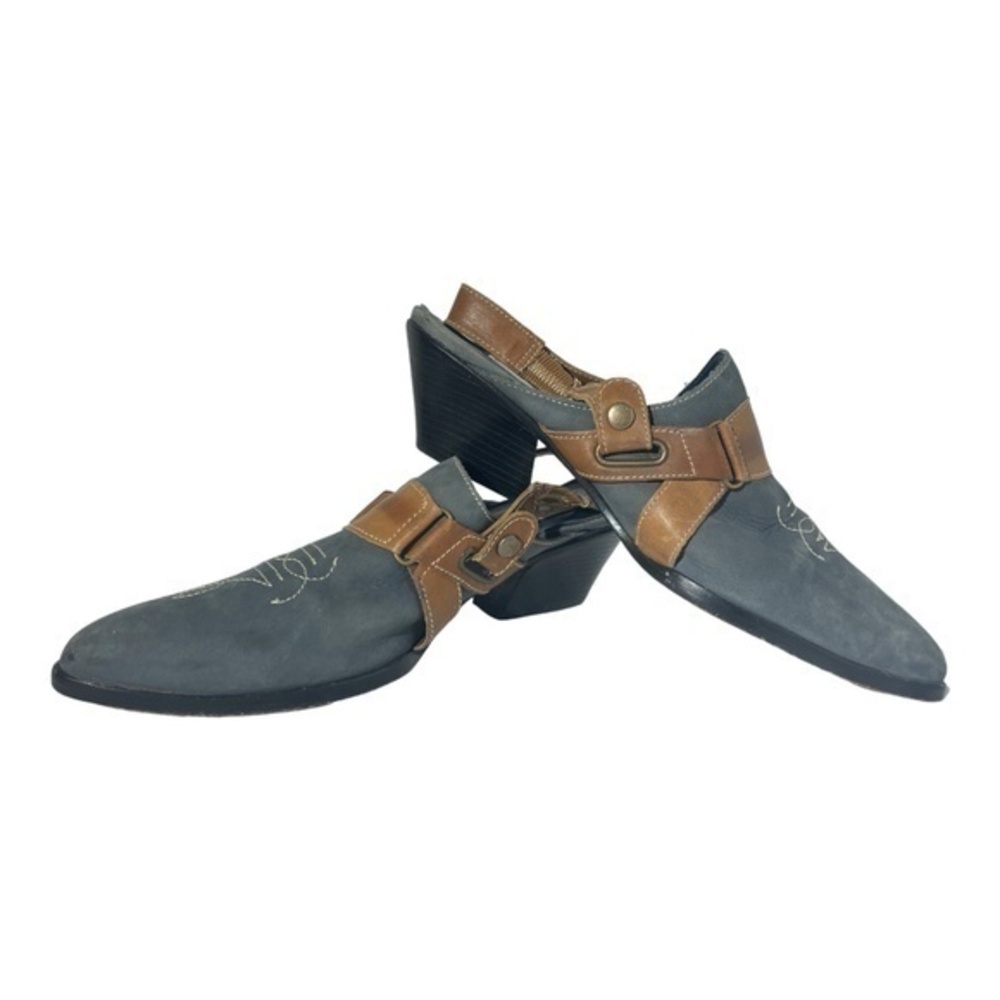 Circle S Western Wear Womens Blue Suede Slingback Shoe Cowboy Stirup Size 8M